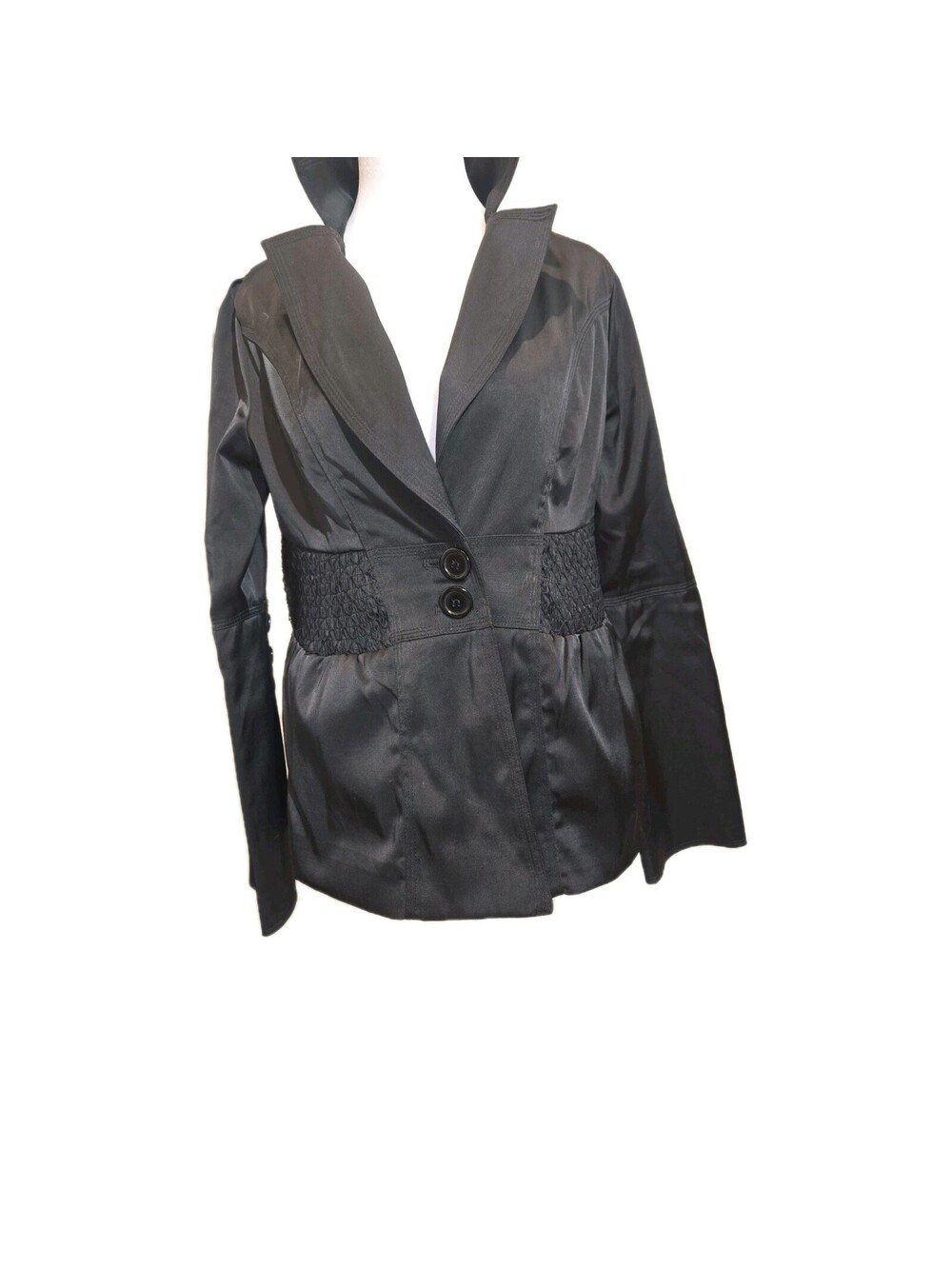 Zoompy Women's Black Lined Jacket Sz S Black Satin Mob Wife Steampunk Goth Grung
